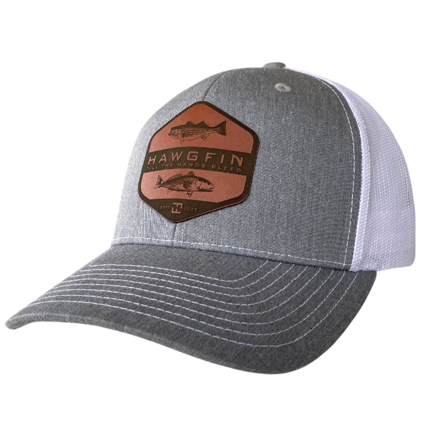 Red Rock Leather Patch Trucker Hat w. White Mesh