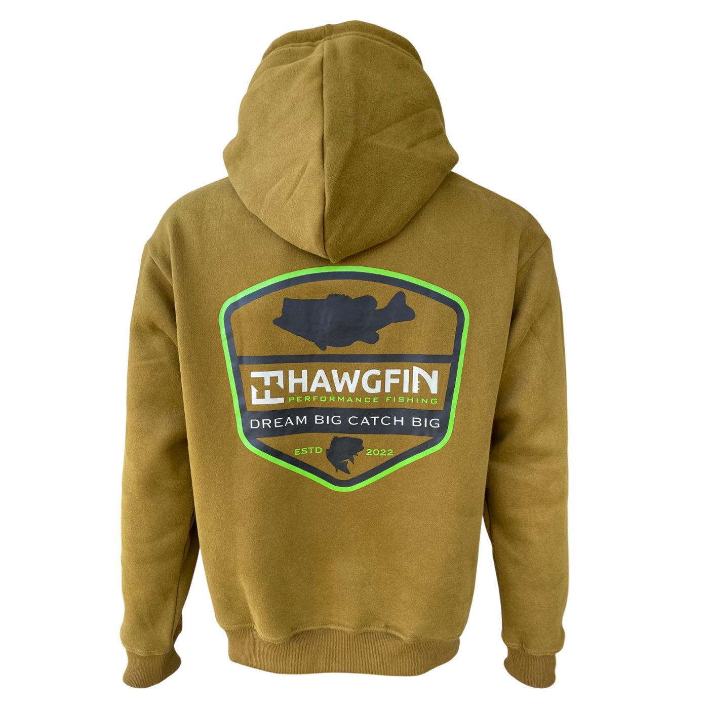 Large Mouth Bass "Dream Big Catch Big" Premium Hoodie (Military Olive Green)